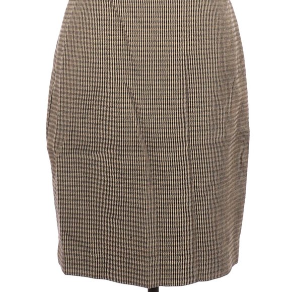 Linda Allard Ellen Tracy Casual Skirt Tan Black Pencil Sz 10 #540 - Picture 2 of 4